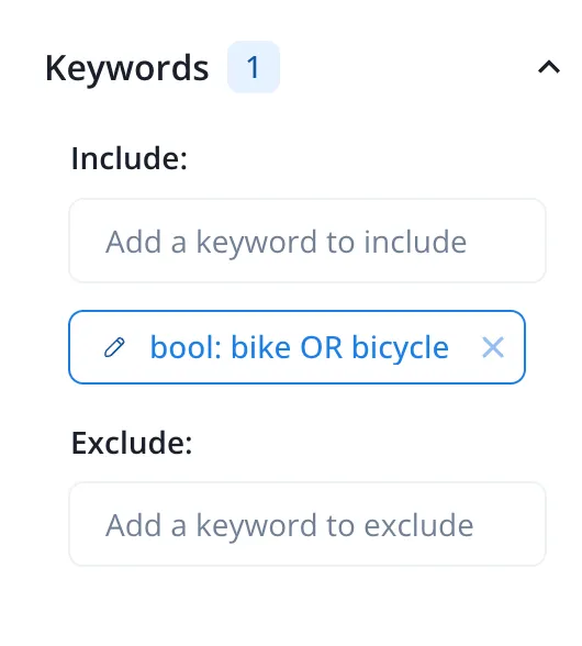 Keywords filter Keywords filter