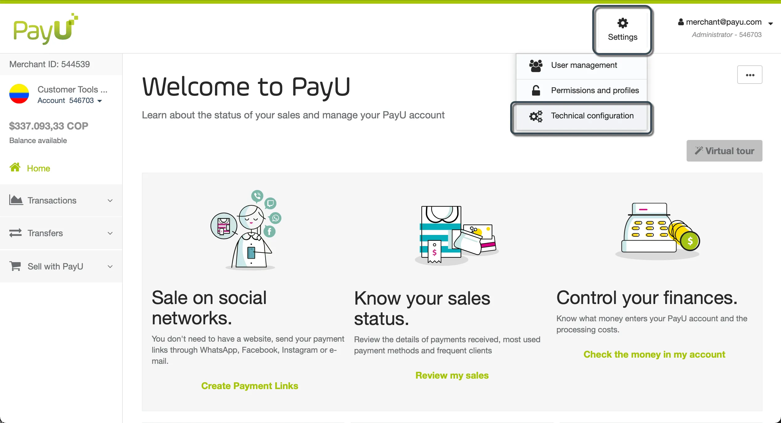 PayU Management Panel Settings