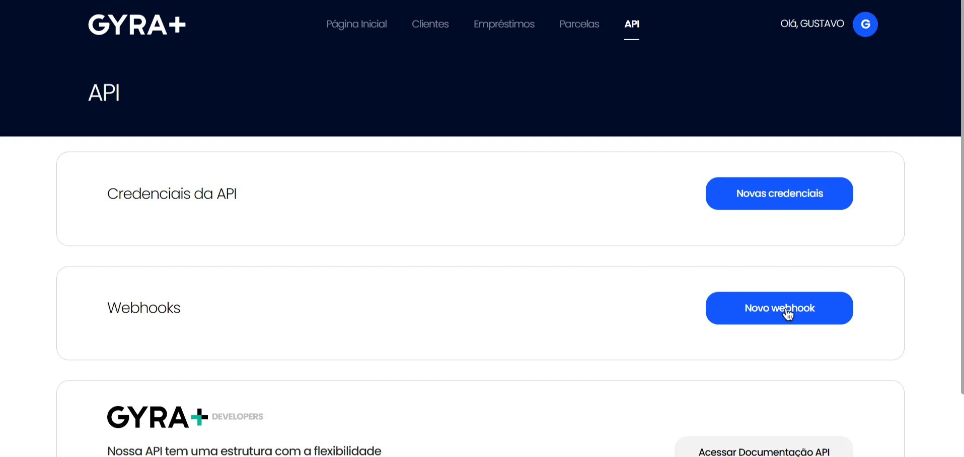 Dashboard > Api > Webhooks