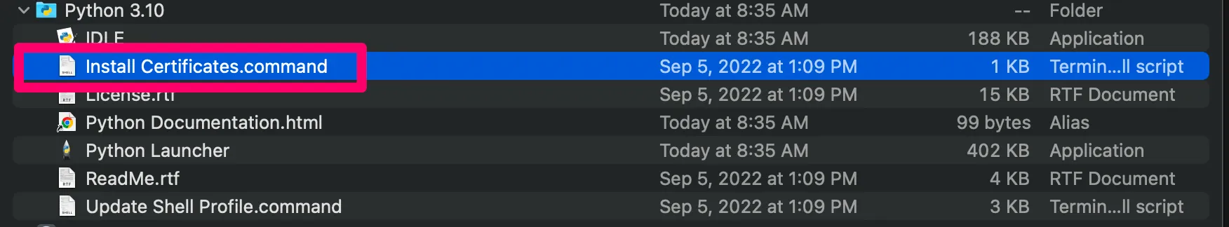 Install Certificates Install Certificates