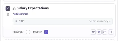 The screenshot shows a feedback form field with the Private checkbox checked. The screenshot shows a feedback form field with the Private checkbox checked.