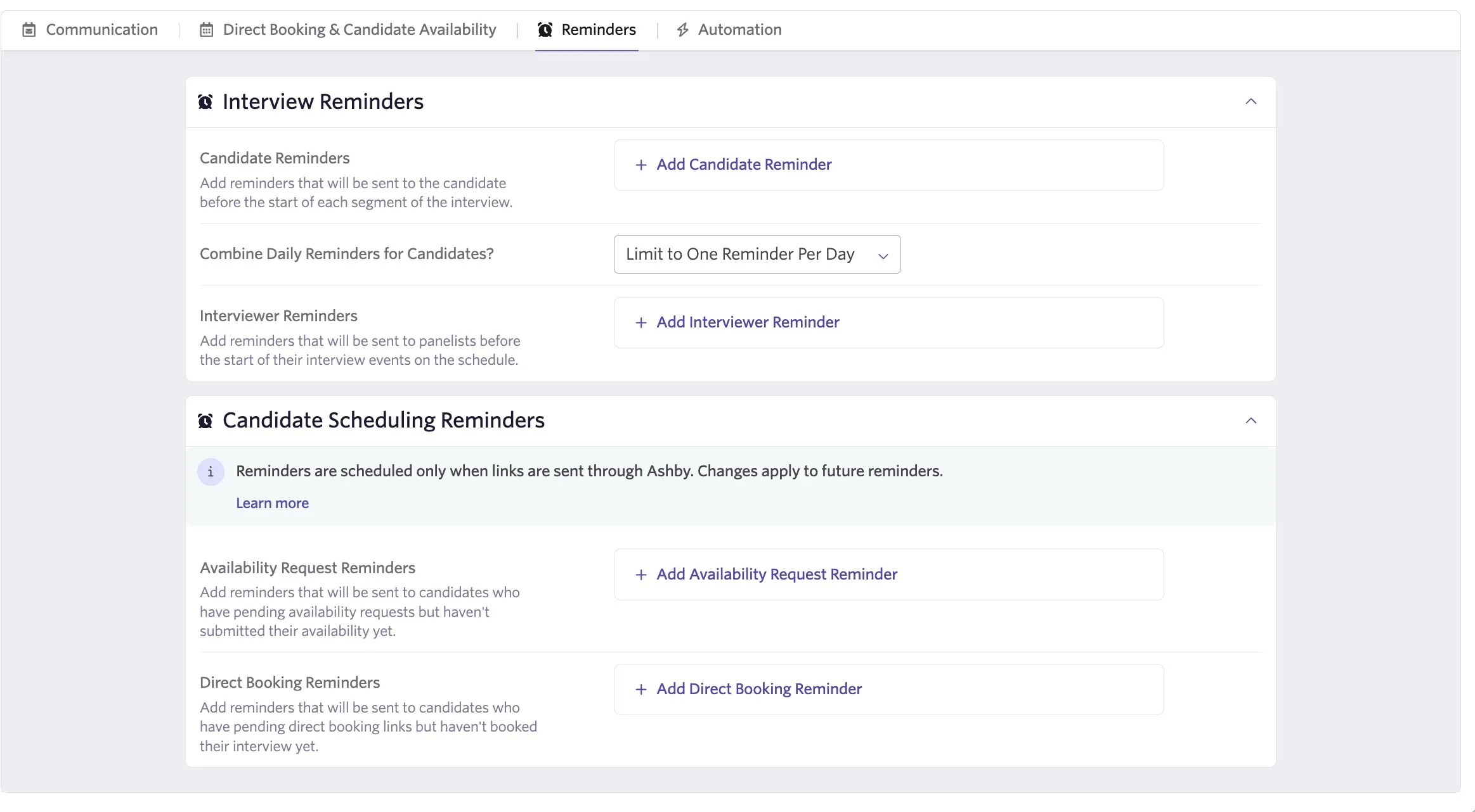 The reminders tab settings for scheduling defaults. The reminders tab settings for scheduling defaults.