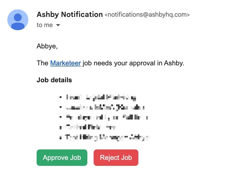 An email notification for an approval request.