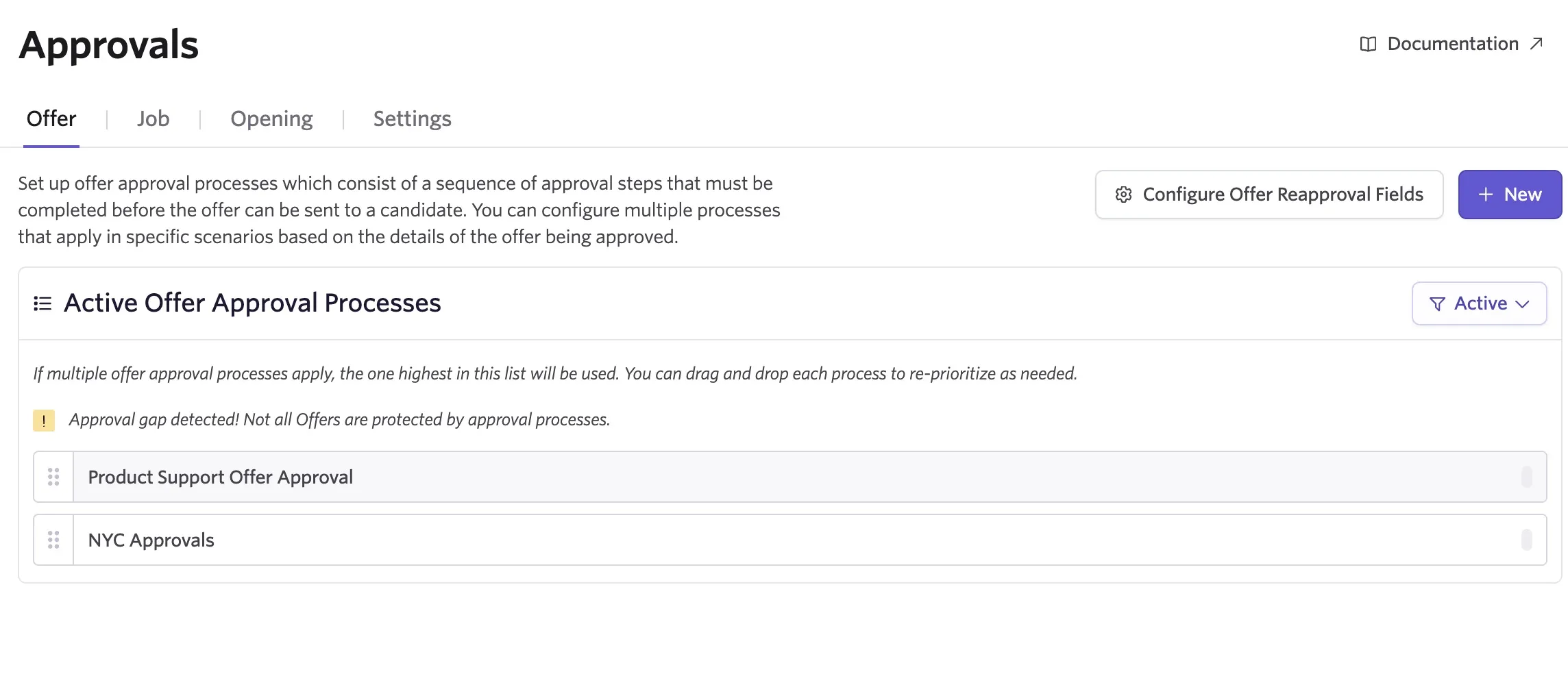 An approvals list for offer approvals. The Product Support Offer Approval flow is higher on the list and takes priority if the offer meets the conditions of multiple flows. An approvals list for offer approvals. The Product Support Offer Approval flow is higher on the list and takes priority if the offer meets the conditions of multiple flows.