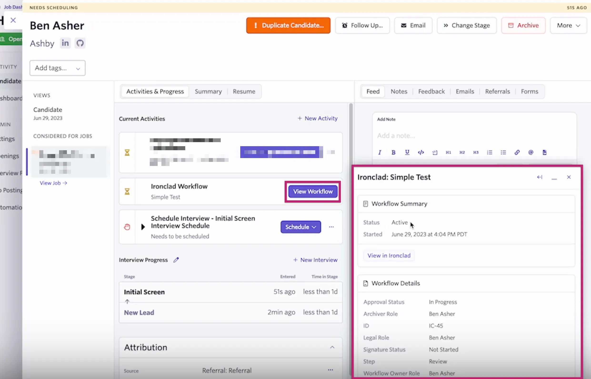 Viewing the workflow details for an external workflow.