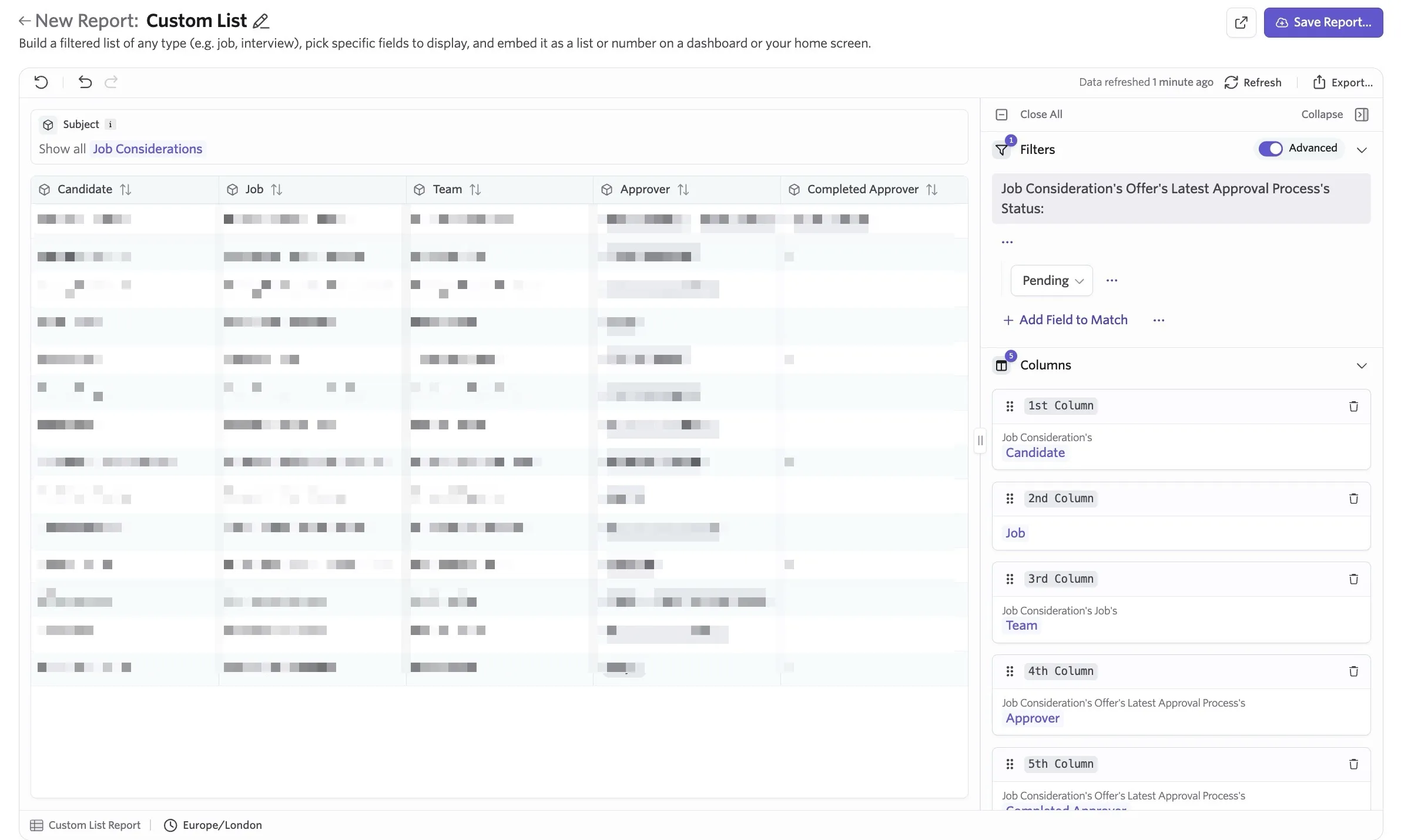 An example report showing all offers pending approval An example report showing all offers pending approval
