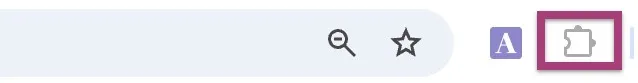 Screenshot of the puzzle piece icon to the right of the Chrome address bar, used to access and pin browser extensions