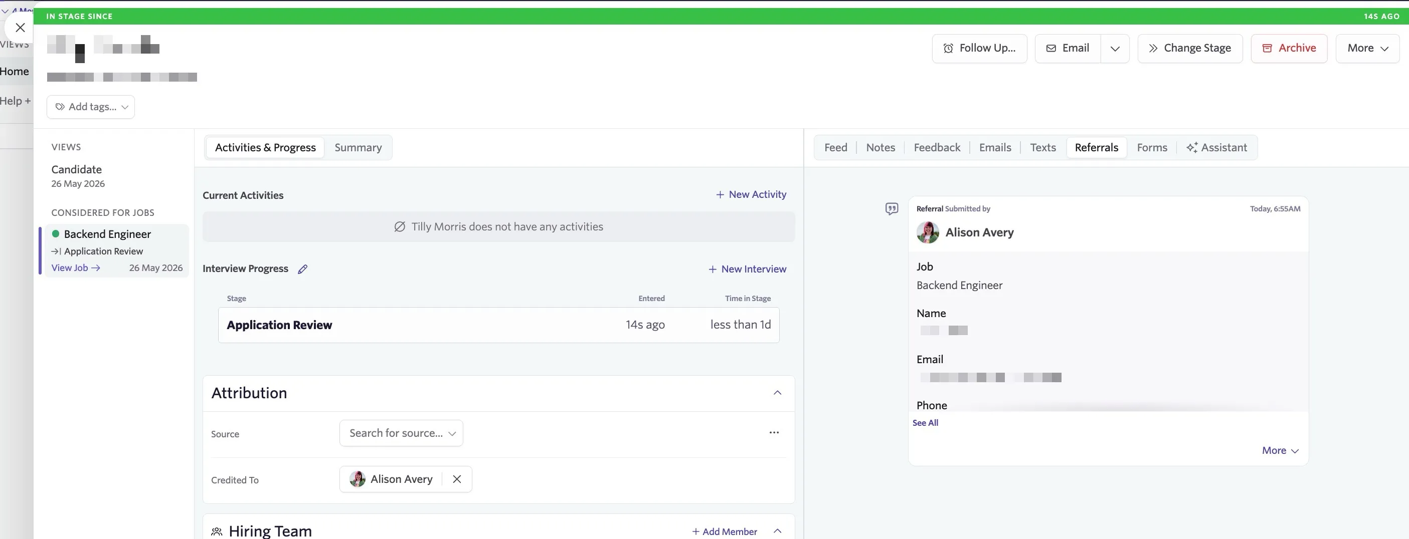 A record of a direct referral