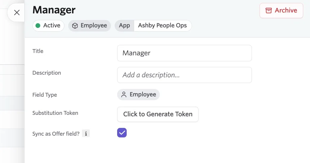 A custom field with the Sync as Offer field checkbox checked. A custom field with the Sync as Offer field checkbox checked.