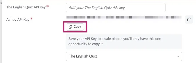 Screenshot of the Copy API key button. Screenshot of the Copy API key button.