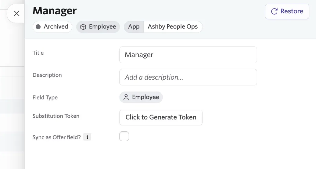 The archived custom field will show a Restore option.