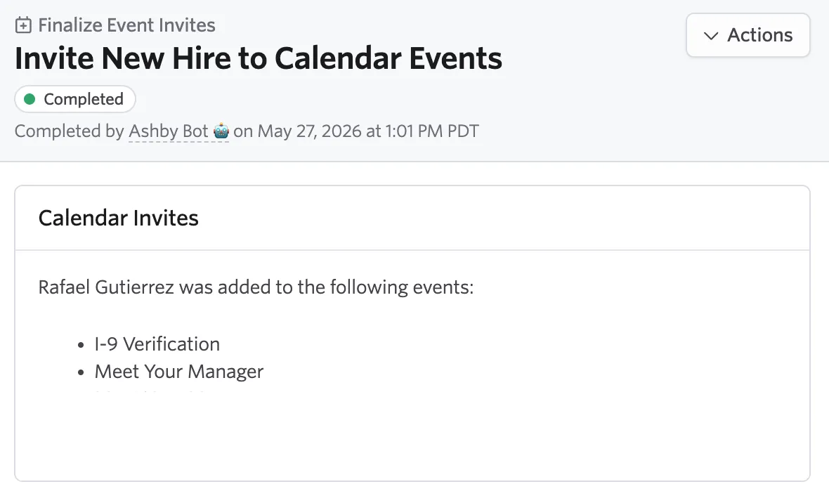 Viewing the event invites in the Finalize Event invite step.