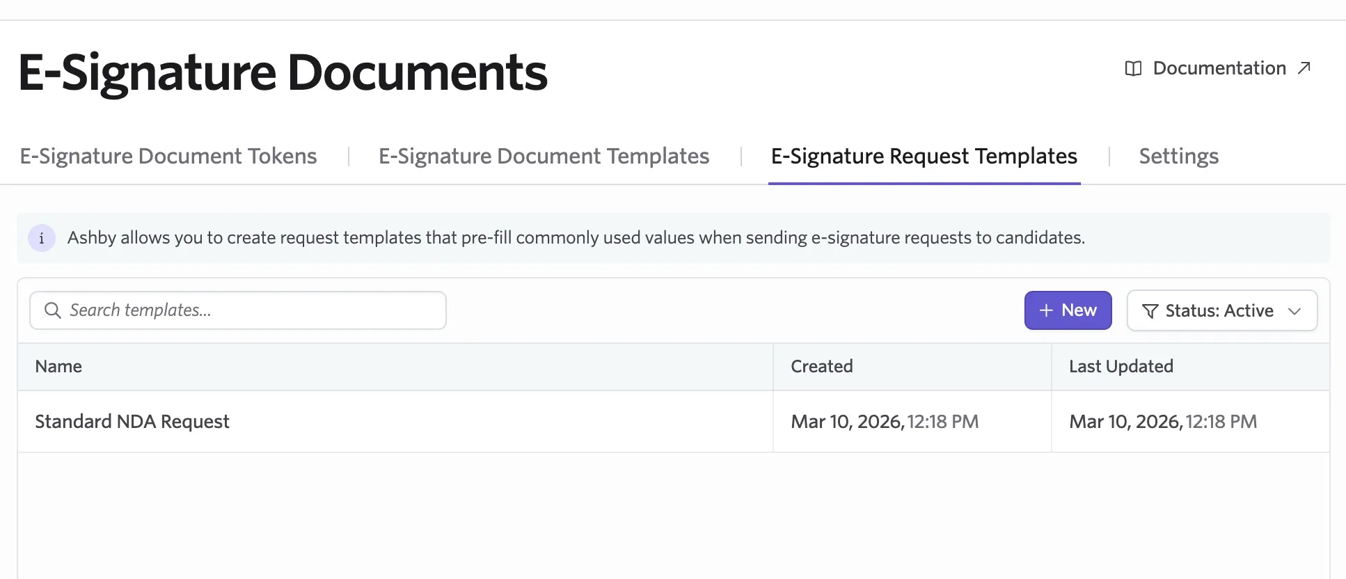 Screenshot showing the newly-created 