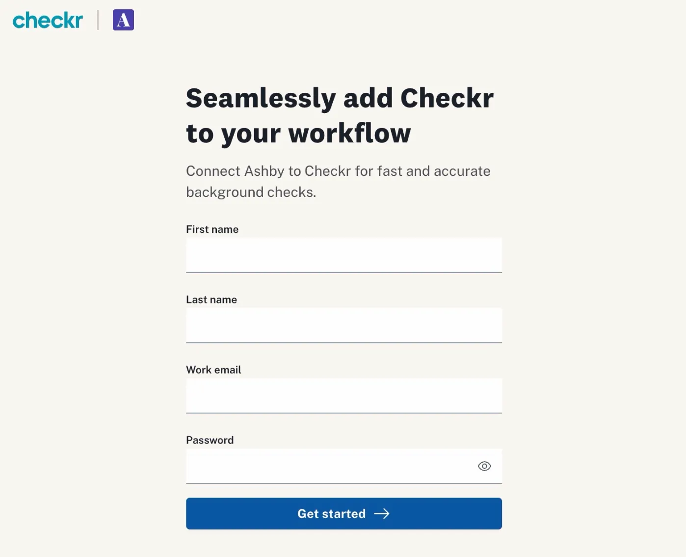 The account creation page for Checkr