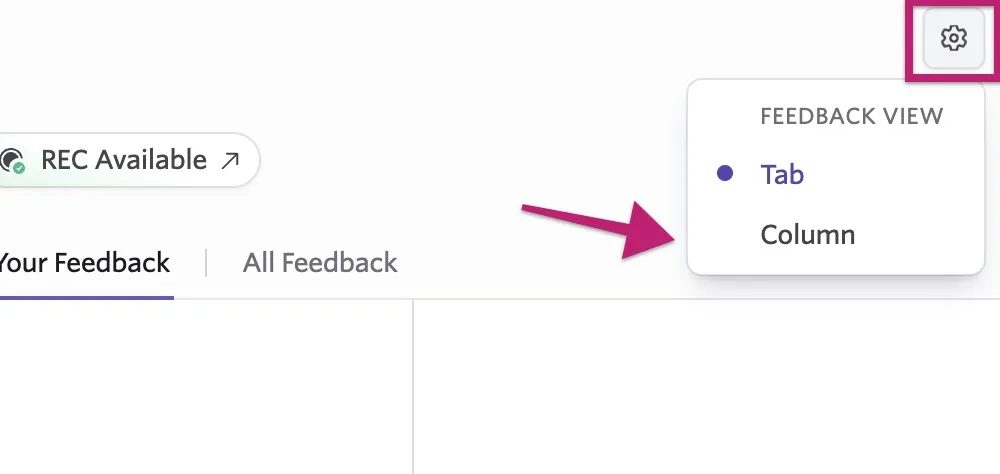 Screenshot of the interview briefing with the feedback form displayed in column view alongside the recording player.