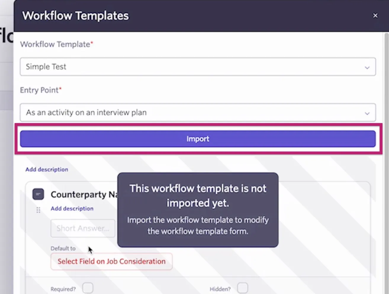 Importing a workflow from Ironclad