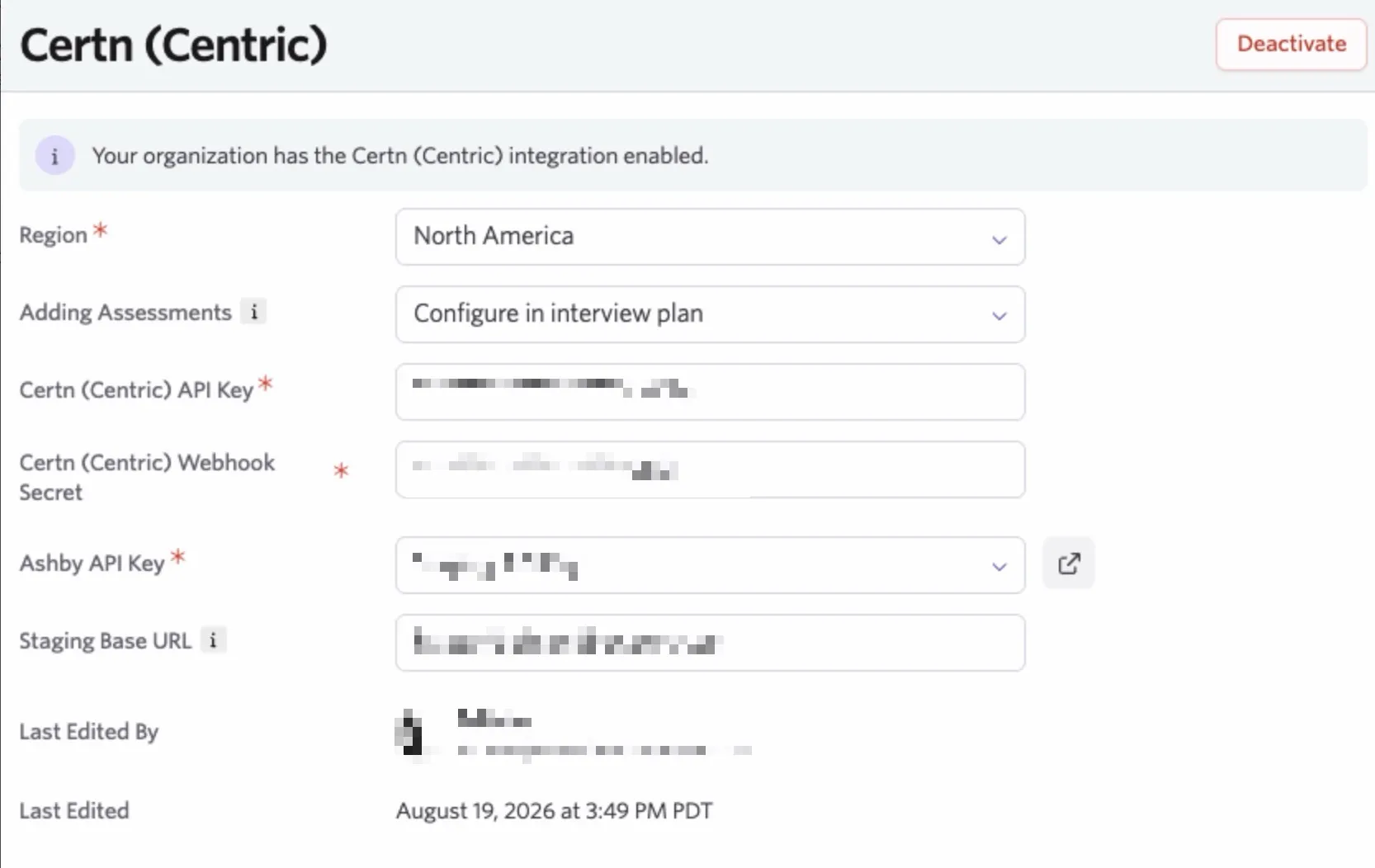 The screenshot shows the integrations tile for Certn (Centric). The screenshot shows the integrations tile for Certn (Centric).