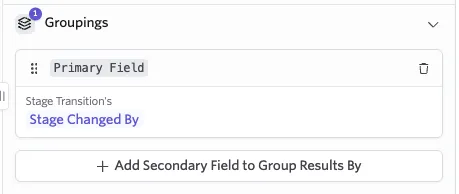 Screenshot of the Groupings panel in a segmented report. Screenshot of the Groupings panel in a segmented report.