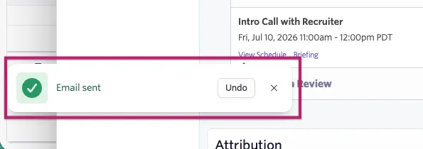 Shows the confirmation message with the Undo button.