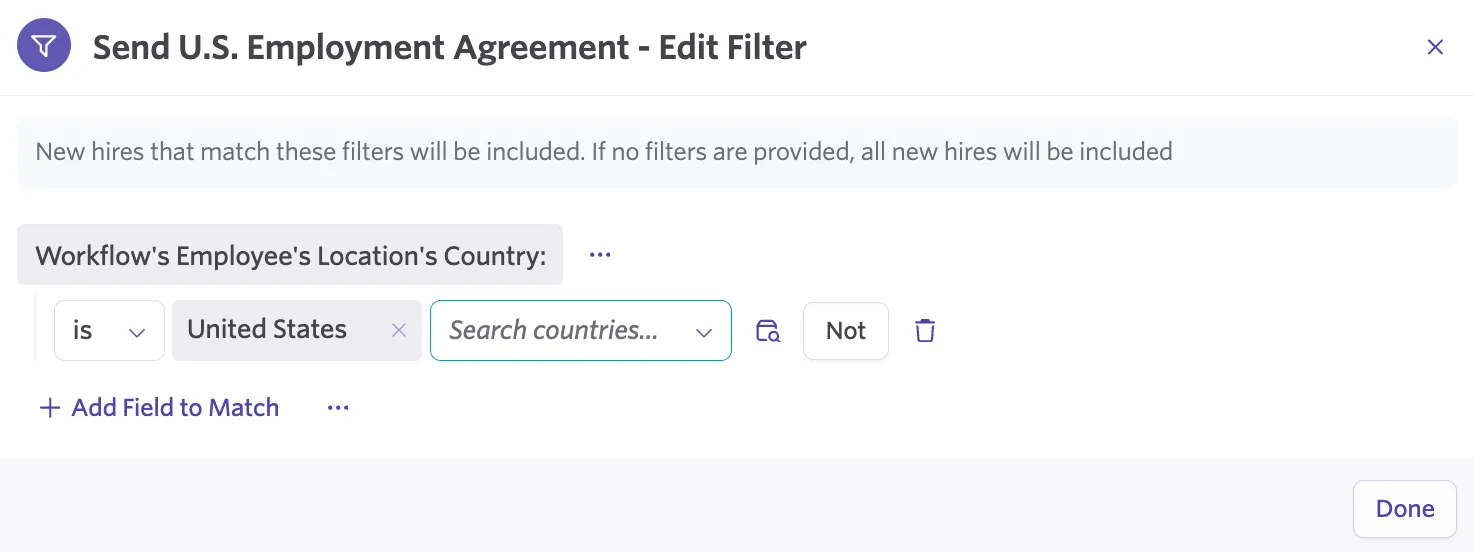 Screenshot showing field selection and value configuration in the filter panel Screenshot showing field selection and value configuration in the filter panel