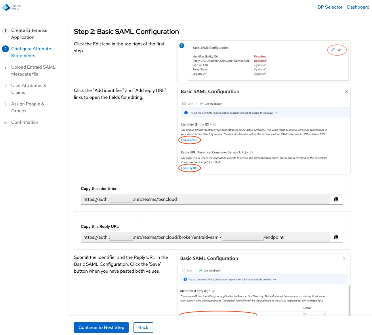 Paso 2: Configuración básica de SAML Paso 2: Configuración básica de SAML