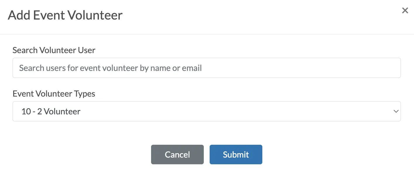 Add volunteer window. Add volunteer window.