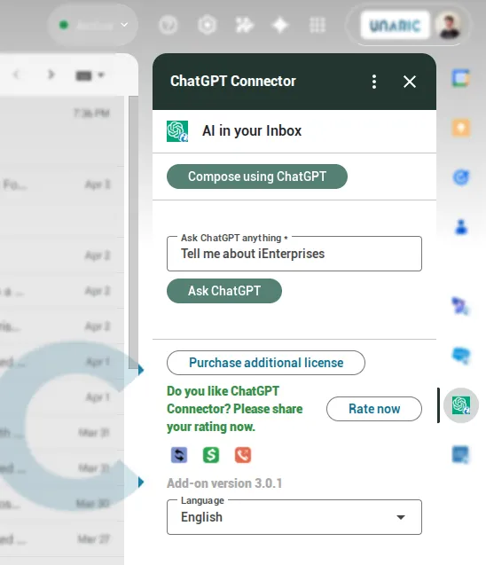 Gmail interface