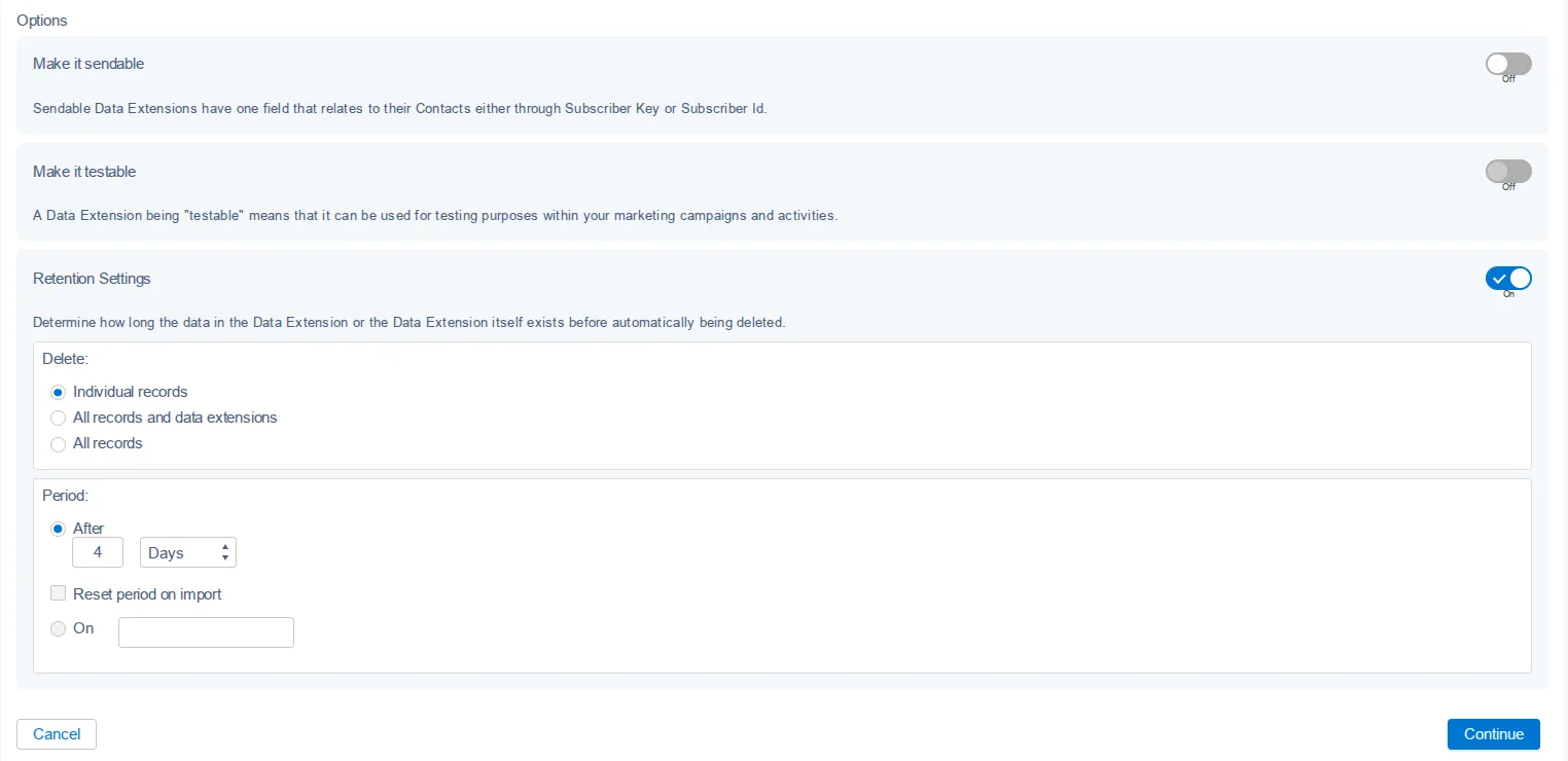 Data Retention Settings