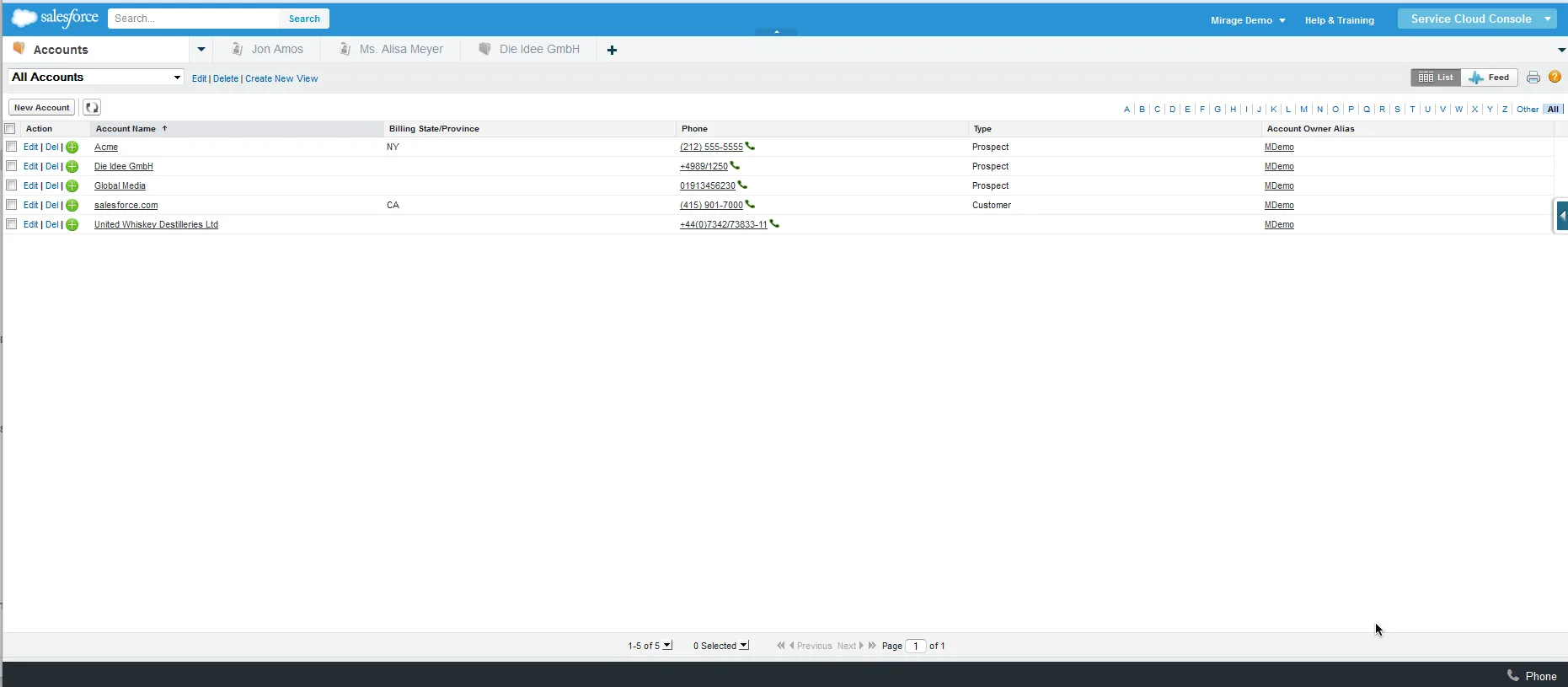 Service Cloud Console - Main Screen Service Cloud Console - Main Screen