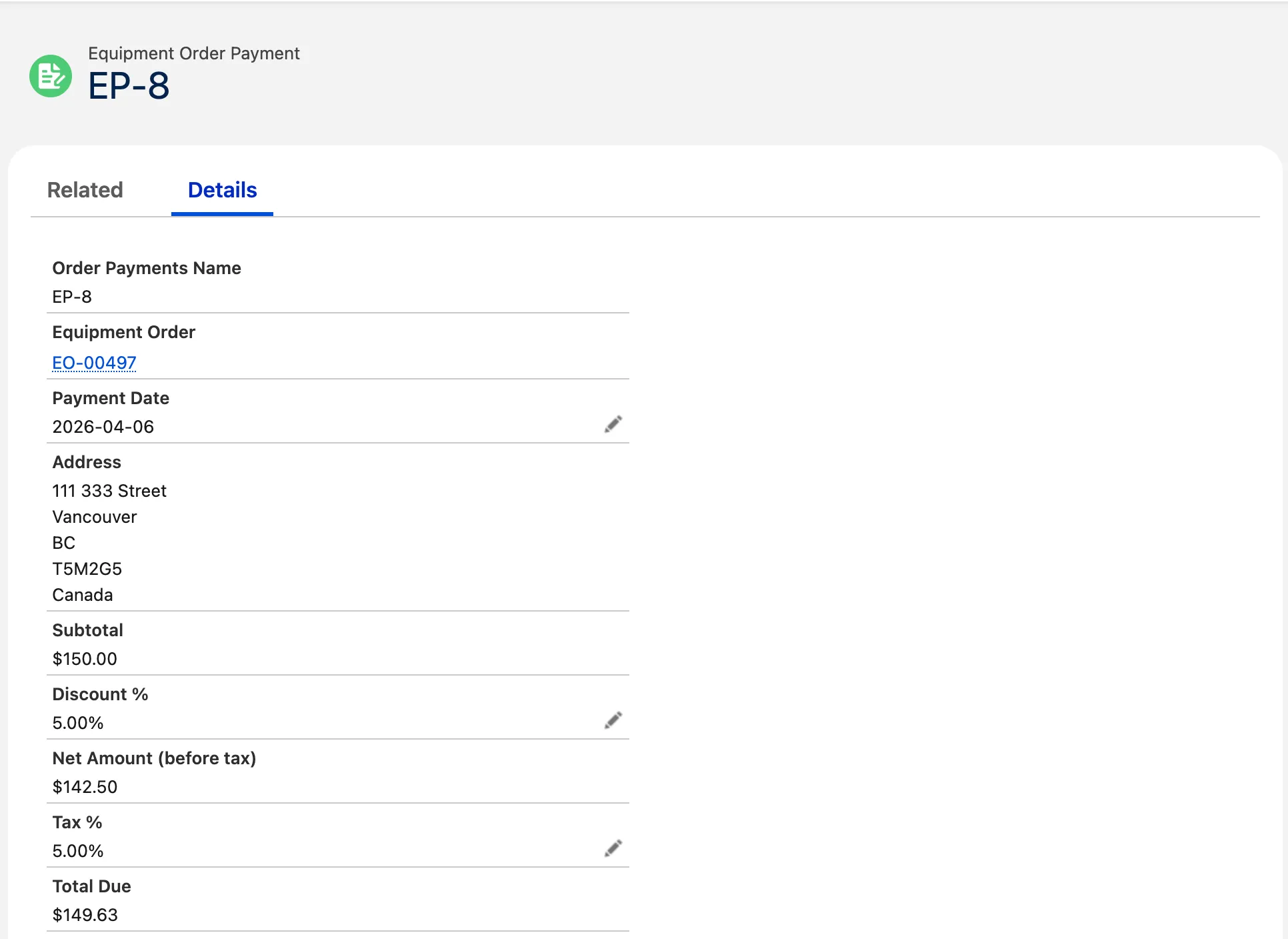 Order Rental Payments