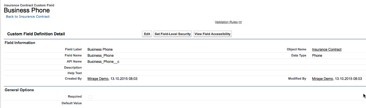 Custom phone field in a custom object