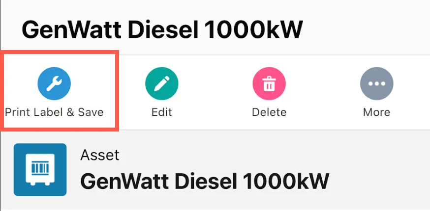 Print Label & Save button