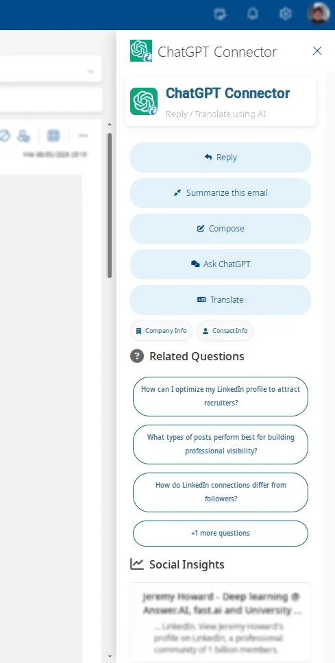 Outlook interface
