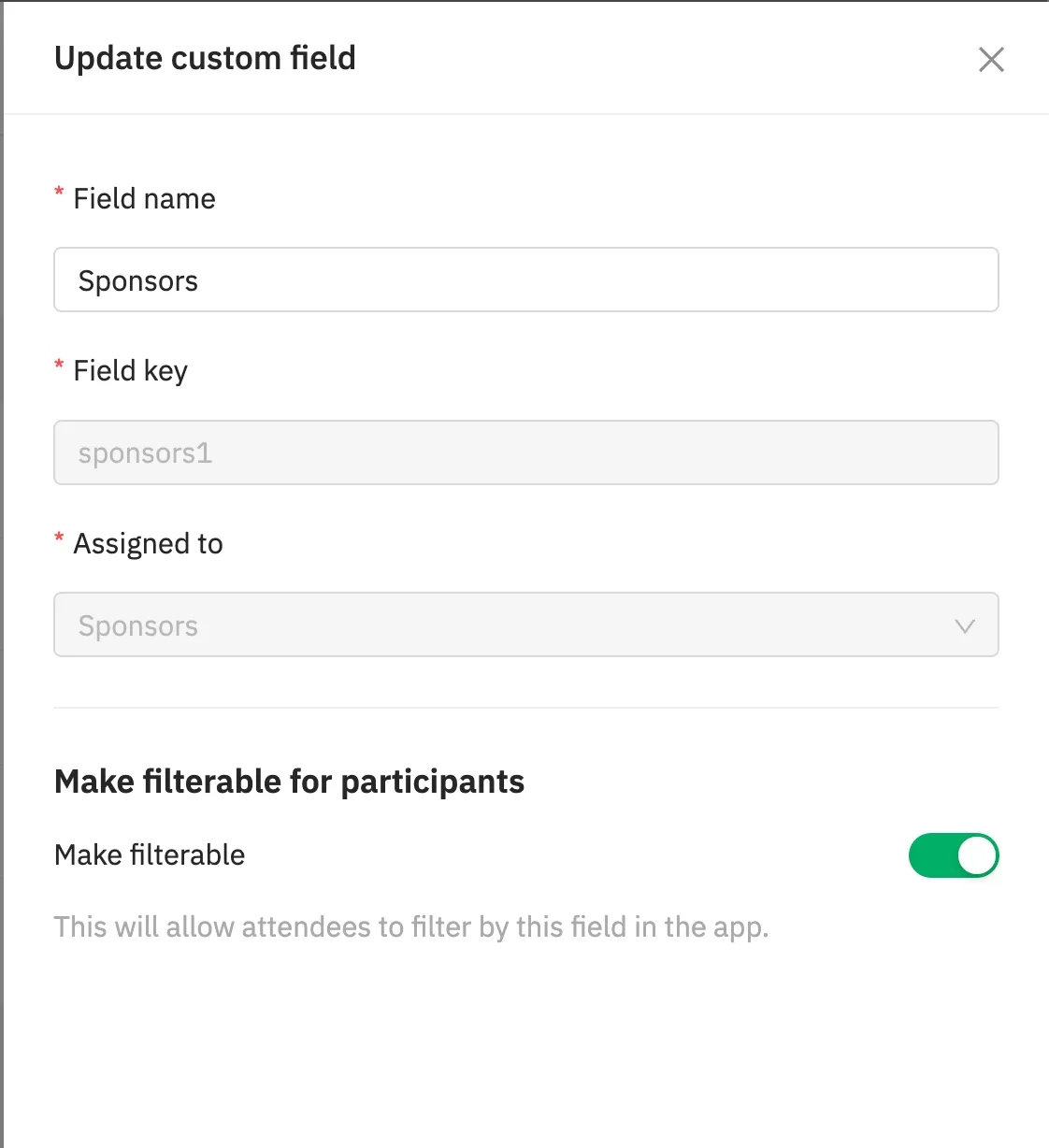 Sponsor Custom Fields