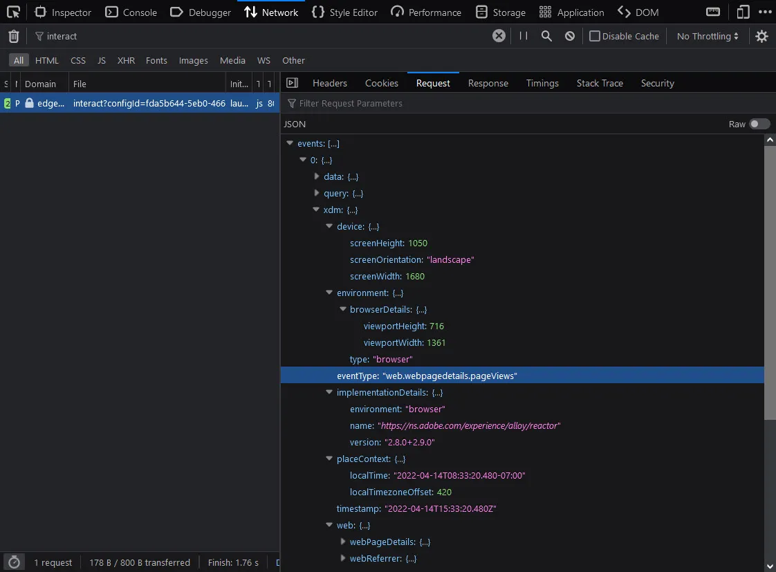 FireFox Developer Tools view, in Chrome that tab is Payload FireFox Developer Tools view, in Chrome that tab is Payload