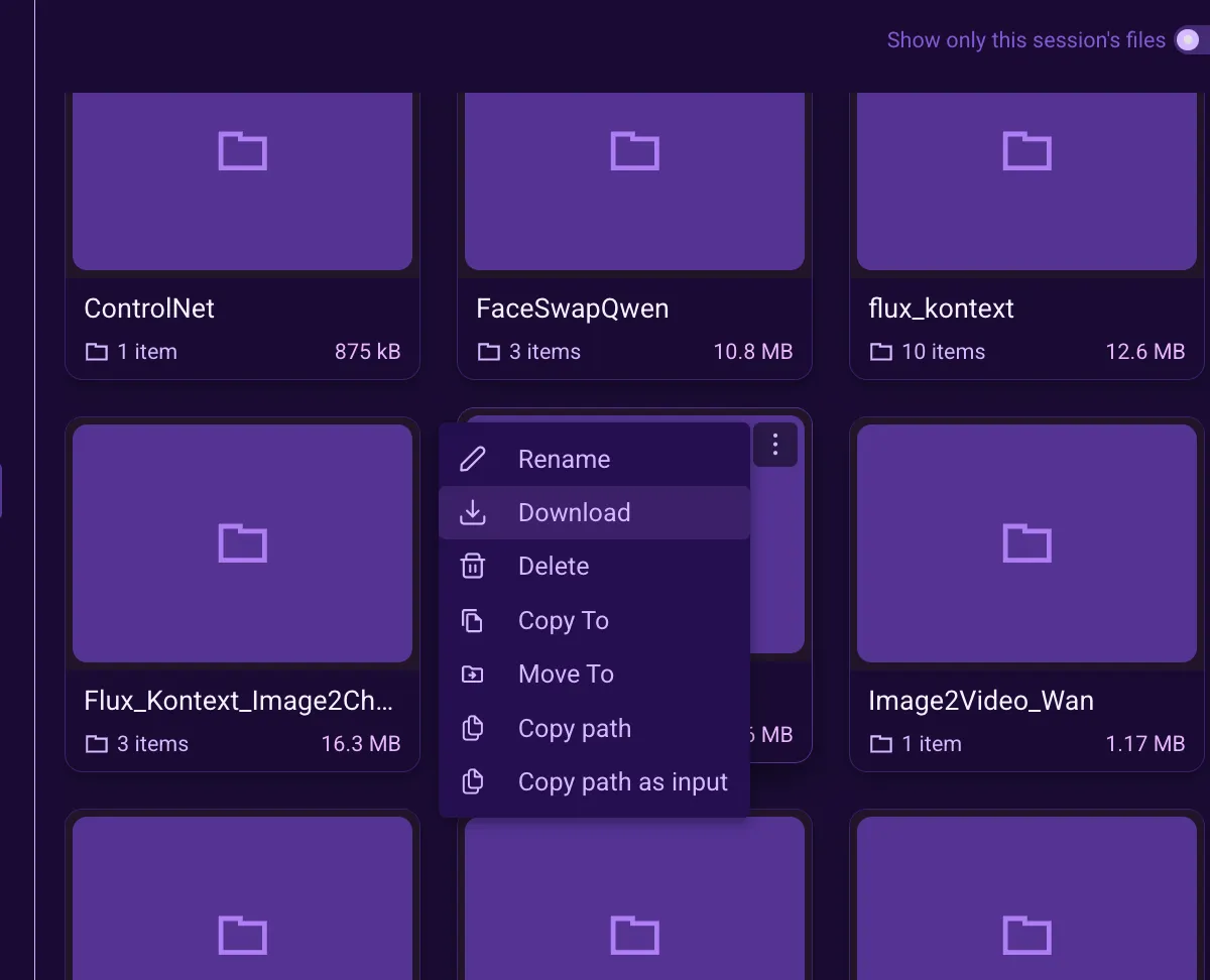 Hover over the menu and select Download