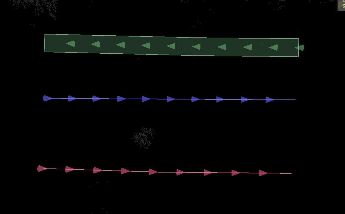 Showing direction for all 3D lanes and 3D lines Showing direction for all 3D lanes and 3D lines
