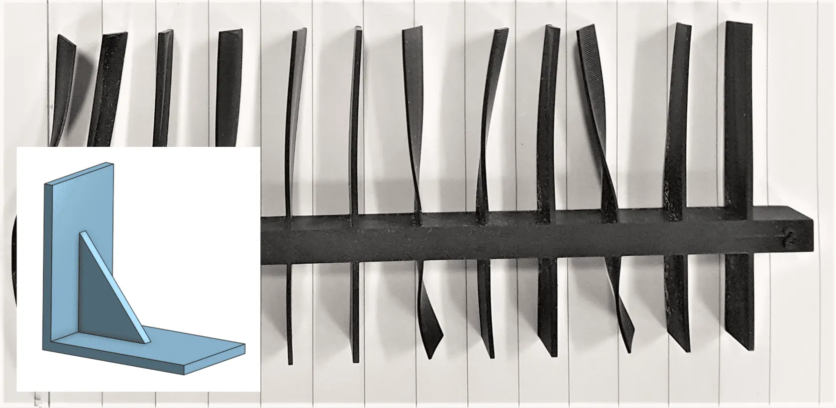 Example of thin walls warping and a gusset solution to add structure