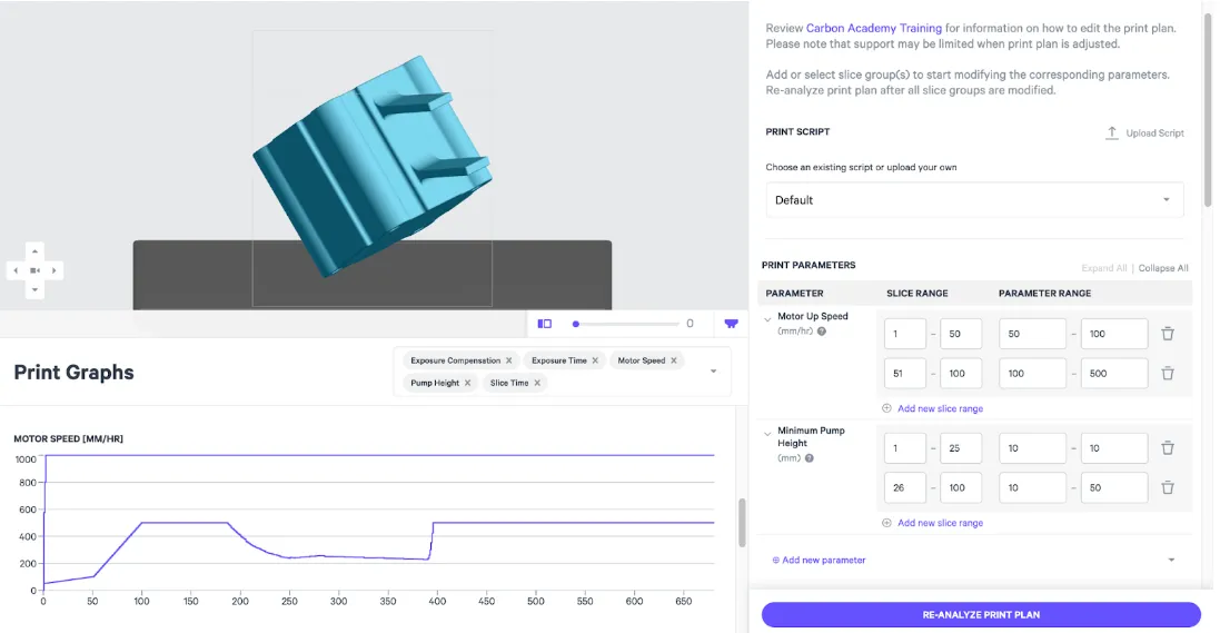 Example: Print Graphs are displayed for an analyzed print
