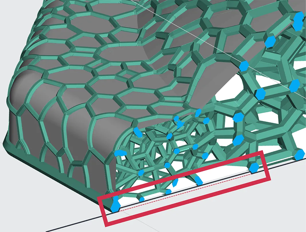 Differing strut sizes create an uneven surface Differing strut sizes create an uneven surface