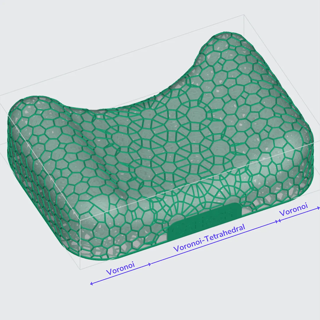 The hybrid lattice pattern may appear different with varied surface tolerance values.