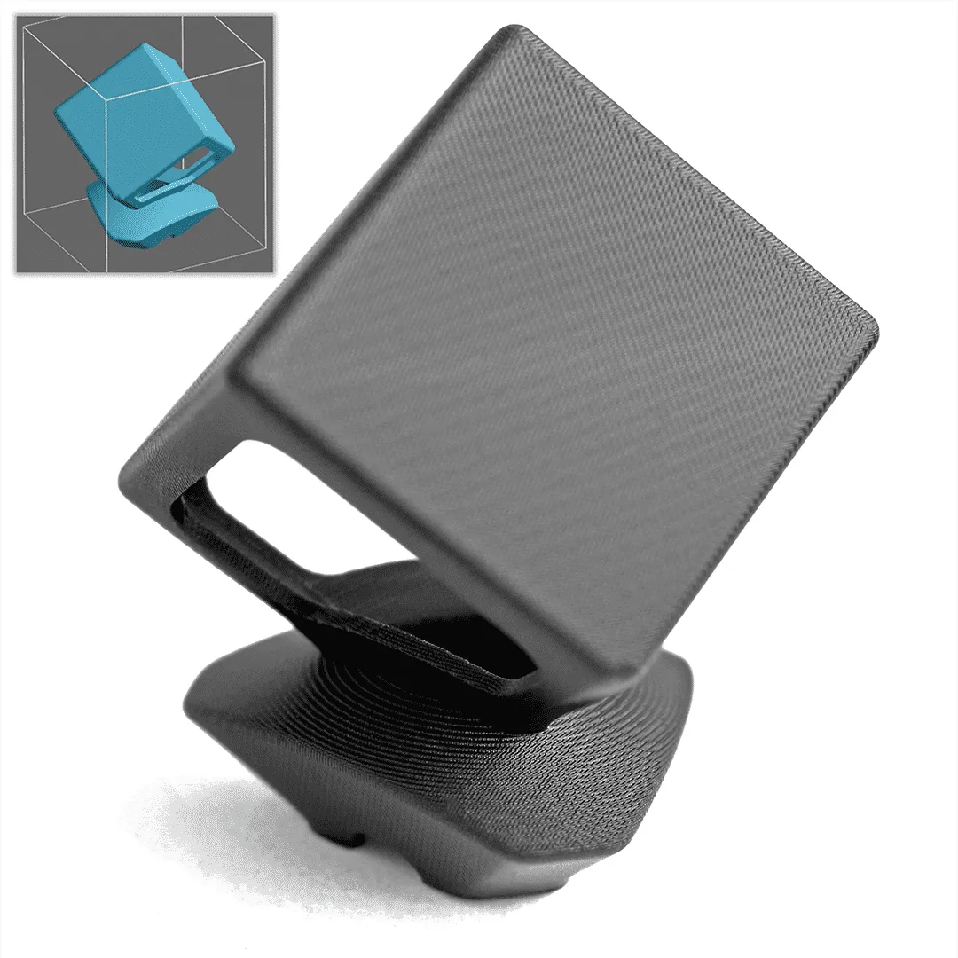 Part printed with an optimal orientation for print success Part printed with an optimal orientation for print success
