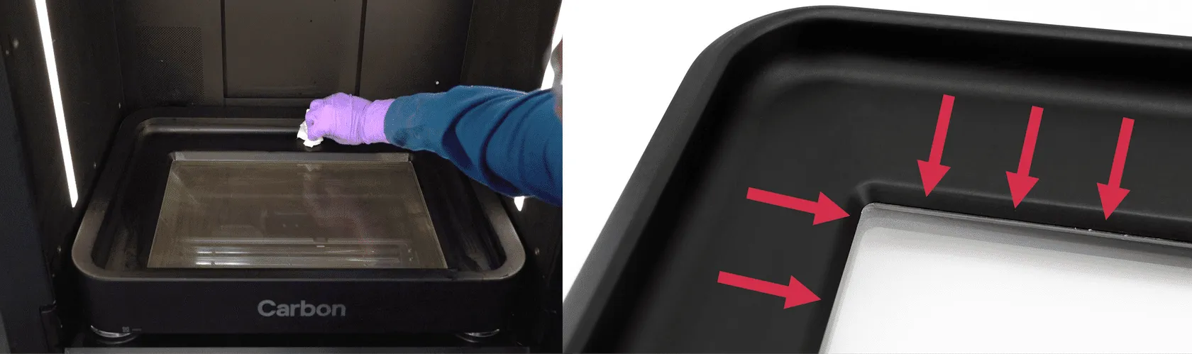 Wipe down with acetone | Do not dig into seam Wipe down with acetone | Do not dig into seam