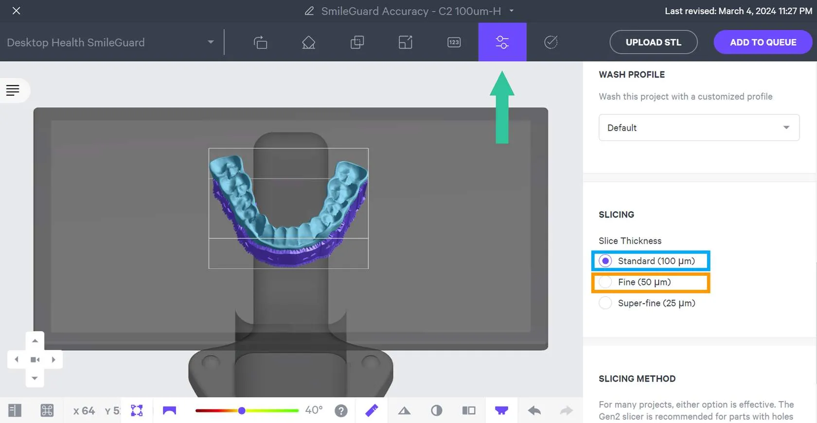 Print controls screen