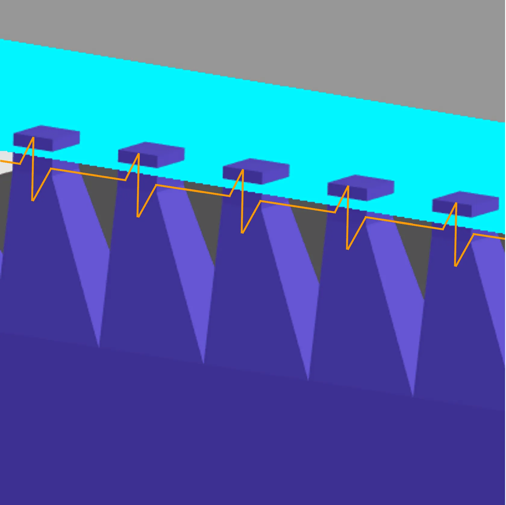 Fence supports break line at part surface