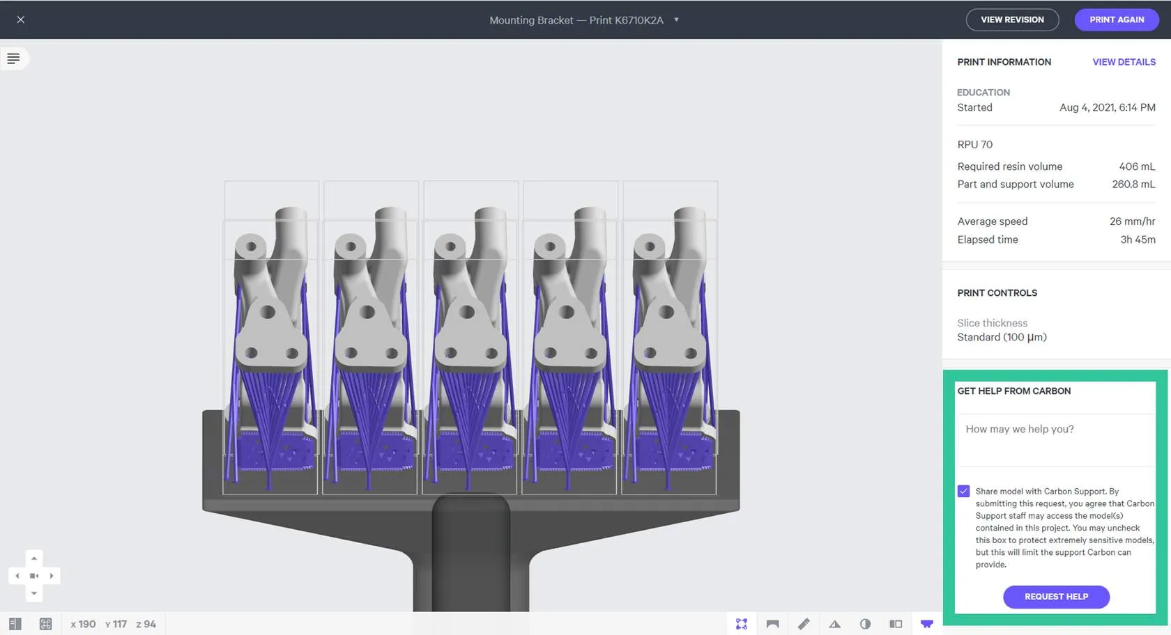 Example print screen - accessed from the dashboard via Fleet Prints - View Print