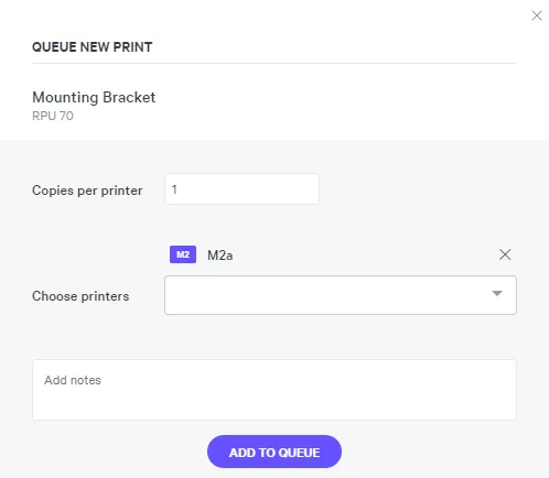 Queue new print dialog