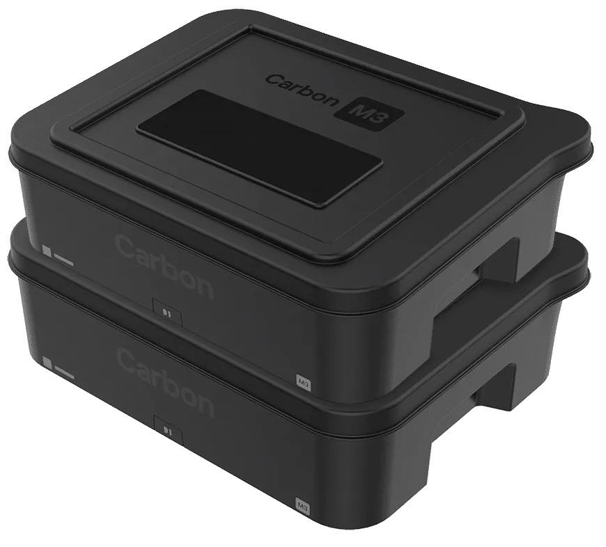 Two M3 cassettes with lids stacked on top of one another