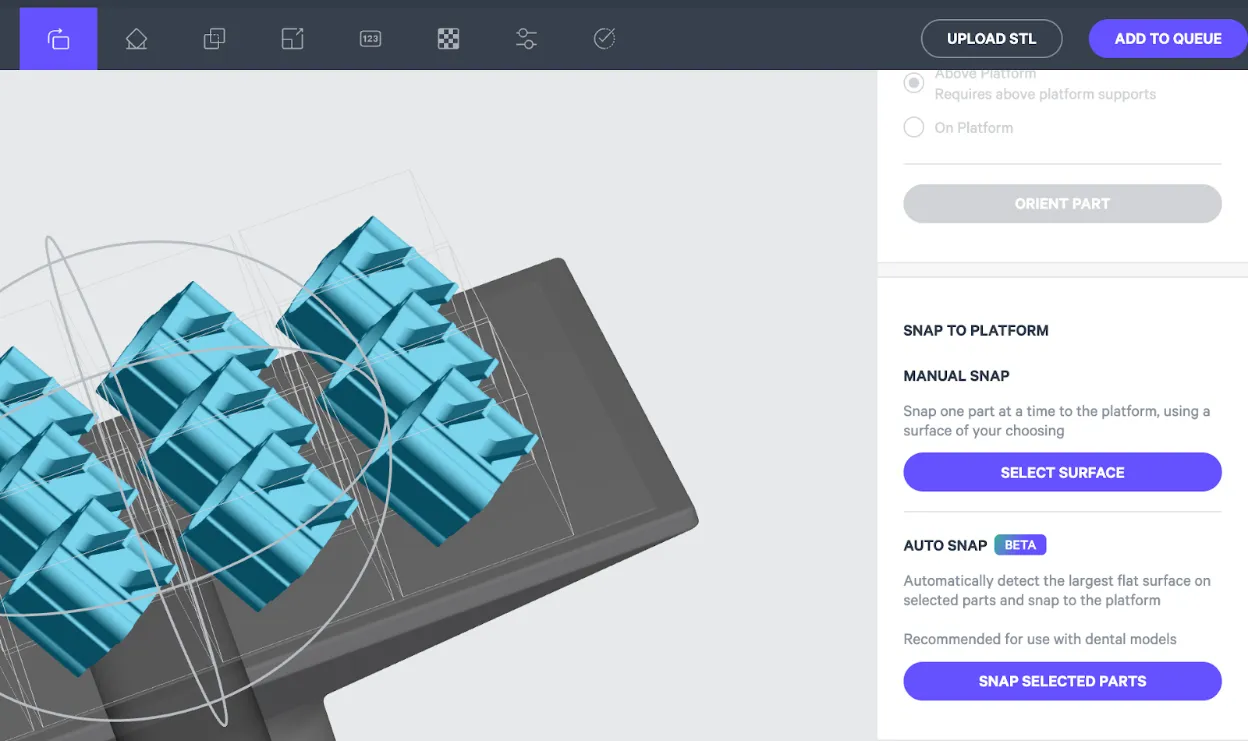 Example: “Auto Snap” is now available within the Orientation UI