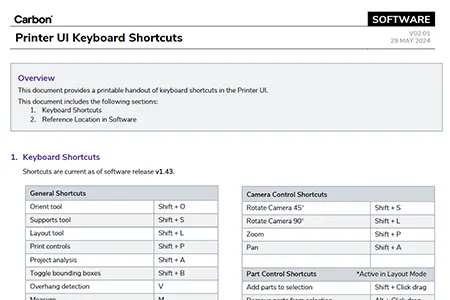 Printer UI Keyboard Shortcuts Handout